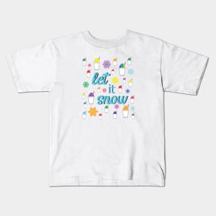 Let It Snow with Sweet Snoballs and Colorful Rainbow Snowflakes in New Orleans Nola Louisiana Winter Kids T-Shirt